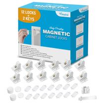 Fechaduras Magnéticas para Gabinete Vmaisi - Kit com 12 Fechaduras e 2 Chaves