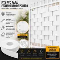 Fechamento De Portão Branco Pvc + 50 Grampos Protetor Grade 7x50 Metros Fechamento De Portão Branco Pvc + 50 Grampos Protetor Grade 7x50 Metros