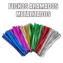 Fecho arame metalizado, 100 unid escolha a cor