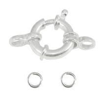 Fecho Boia Grande 2 Argola Prata Montagem Corrente Pulseira Fecho Boia Grande 2 Argola Prata Montagem Corrente Pulseira