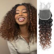 Fecho de cabelo ANMETAN 12A Ombre Chestnut Brown Water Wave