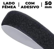 Fecho de Contato Preto 50 mm Fêmea com Adesivo 1 Metro