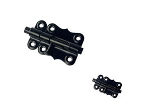 Fecho de correr tipo ferrolho QCAA 6,5 cm em aço com revestimento preto, kit com 2 unidades