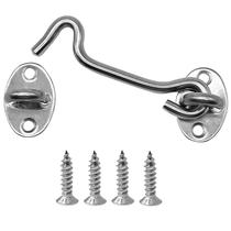 Fecho de Gancho e Argola para Portão CUKAYO 4" Aço Inoxidável, Kit com 4 Unidades