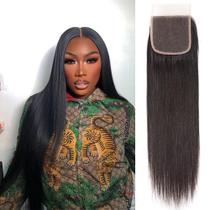 Fecho de renda Meitiya 4x4 HD, renda reta, 45 cm, cabelo brasileiro