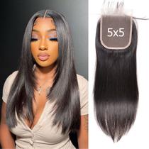 Fecho DSEKCAIN Straight Hair 5x5 HD Lace 22cm Cabelo humano