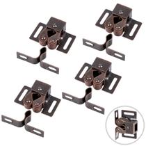 Fecho Duplo de Rolete para Armário QEDT, Kit com 4, Tom Cobre Fecho Duplo de Rolete para Armário QEDT, Kit com 4, Tom Cobre