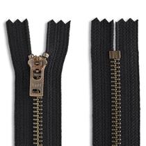 Fecho éclair preto para jaqueta, latão envelhecido, 61 cm, separável, de um cursor Fecho éclair preto para jaqueta, latão envelhecido, 61 cm, separável, de um cursor