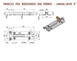 Fecho Ferrolho Trinco Fio Redondo Aço Porta Portão 7,5 cm - isero