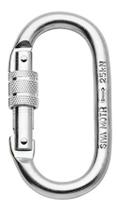 Fecho Gancho Mosquetão Oval Aço Trava Rosca 25Kn Alpinismo