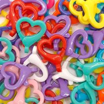 Fecho Lagosta Coração Acrílico Colorido 27mm 50pçs 50g Fecho Lagosta Coração Acrílico Colorido 27mm 50pçs 50g