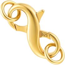 Fecho lagosta duplo com abertura dupla Pndeyo S925 dourado