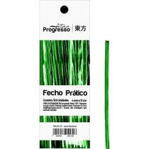 Fecho Metálico Verde Bandeira 4 MMX 11 CM. Pacote com 100