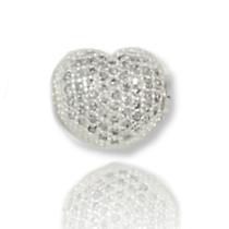 Fecho Montagem Berloqueira Cravejado Coração Prata