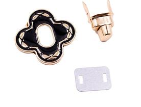 Fecho para bolsa trevo preto com dourado - 40mm