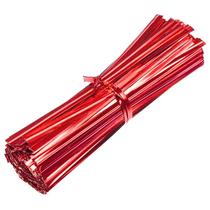 Fecho prático metalizado vermelho 12 cm 100 unidades Fecho prático metalizado vermelho 12 cm 100 unidades