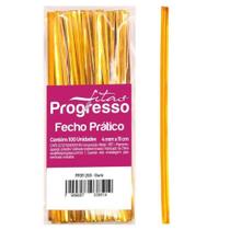 Fecho Prático P/ Embalagem Progresso FP011 4mm x 11cm 100 Unid - 203 Ouro - Fitas Progresso