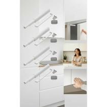 Fecho Toque Magnético Branco Porta Armário Sem Puxador 3un