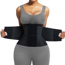 FeelinGirl Workout Waist Cincher Tainer Neoprene Shaper Tummy Slimmer Plus Size Belly Band preta S