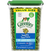 FELINE GREENIES Adulto Dental Cat Treats, Sabor de Atum Tentador, 9,75 oz. Tina