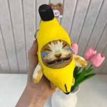 Feliz Chorando Banana Gato Boneca Pingente Chaveiro Brinquedo De Pelúcia Com Som Para Crianças