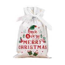 Feliz Natal 2024 Grande Saco De Presente Com Cordão Para Embalagem De Doces E Biscoitos Decoração De