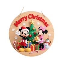 Feliz Natal Disney Mickey Minnie Placas De Madeira Para Pendurar Na Parede Decoração De Festa De