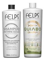 Felps Progressiva De Quiabo Xbtx De Okra 300ml + Shampoo Antirresiduo 250ml