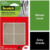 Feltro Adesivo Cadeira Sofa Quadrado GG Marrom 38MM com 4 SCOTCH 3M