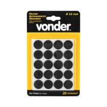Feltro adesivo preto redondo 22mm com 20un vonder Feltro adesivo preto redondo 22mm com 20un vonder