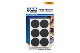 Feltro Adesivo Redondo 30mm com 12 Unidades Preto