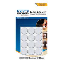 Feltro auto adesivo redondo 20mm branco 24 unidades tekbond