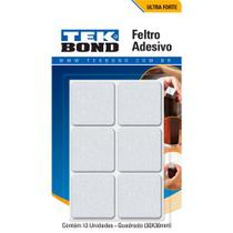 Feltro protetor adesivo quadrado 30 mm branco com 12 unidades - TekBond