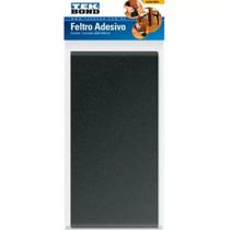 Feltro protetor adesivo retangular 200 x 100 mm preto com 1 unidade