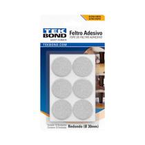 Feltro Redondo 30MM Branco Com 12 Peças - Tekbond