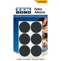 Feltro Redondo 30mm Preto Cartela 12 Unidades Tekbond Feltro Redondo 30mm Preto Cartela 12 Unidades Tekbond