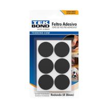 Feltro Redondo 30MM Preto Com 12 Peças - Tekbond