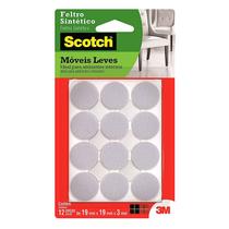Feltro Sintético Para Móveis Leves 3M Scotch Redondo Branco Pequeno 12 Unidades