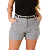Feminina Short Milazzo com Cinto Tecido Alfaiataria - Mitchelgutto