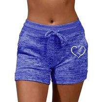 Feminino Cintura Alta Oversize Impresso Elástico Casual Esporte Fitness Correndo Shorts Verão