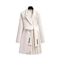 Feminino Fino Ajuste Preto Blazer Jaqueta Primavera 2025 Moda Cinto Cintura Saia Longo Casaco Terno