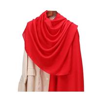 Feminino Inverno Quente Listra Lisa Algodão Borla Pashmina Cachecol Hijab Foulard Xale Envoltório