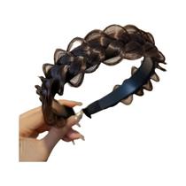 Feminino Largo Espinha De Peixe Tranças Preguiçoso Peruca Torção Headbands Artesanal Retro Estilo De