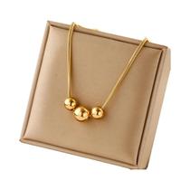 Feminino Punk Geométrico Bola Contas Pérola Corrente Colar 316l Aço Inoxidável Grosso Gargantilha