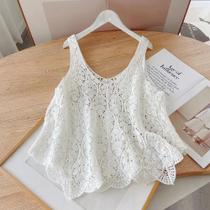 Feminino Sem Mangas Crochê Renda Bordado Malha Aberta Colheita Regata Primavera Verão Boho Férias