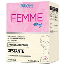 Femme Way Gestantes Vitaminas e Minerais Fonte de Acido Folico 60 Capsulas Prevent Pharma