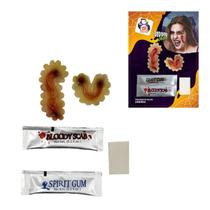 Ferimento Falso Horror Make Vermes com 2 Próteses, Cola, Sangue Falso e Esponja Halloween Ferimento Falso Horror Make Vermes com 2 Próteses, Cola, Sangue Falso e Esponja Halloween