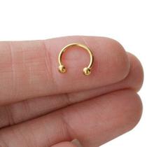 Ferradura aço cirúrgico mini bolinhas dourada