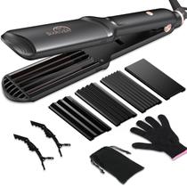 Ferramenta de cabelo Hair Crimper Sixriver Ceramic Waver 4 em 1 preta