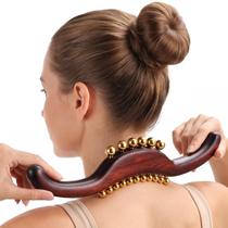 Ferramenta de Massagem ONUEMP Gua Sha em Sândalo com Esferas de Latão Ferramenta de Massagem ONUEMP Gua Sha em Sândalo com Esferas de Latão